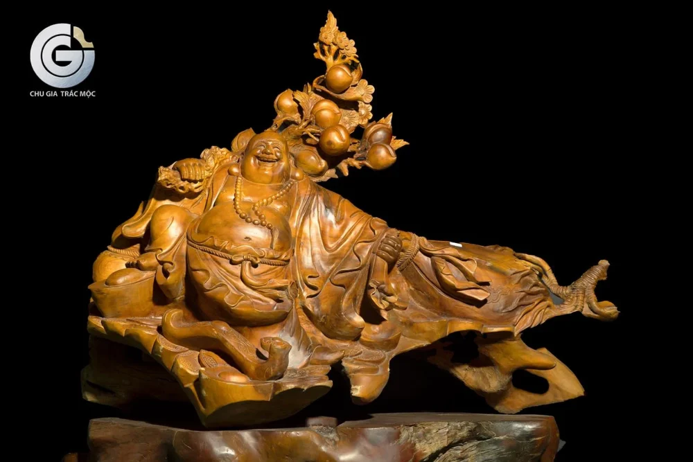 Di Lạc kéo bao vàng (gỗ sá xị) - Hình ảnh 5
