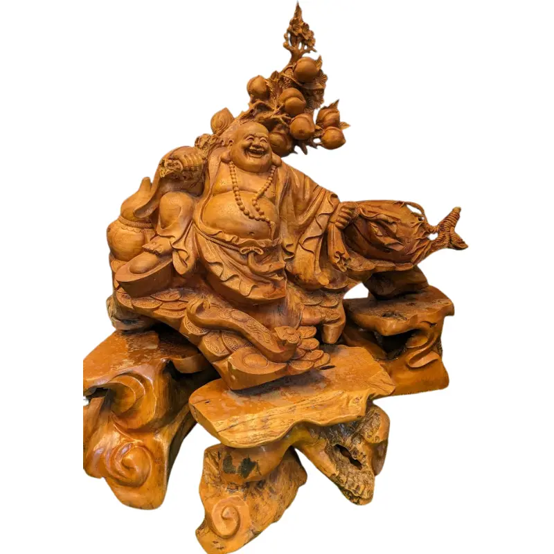 Di Lạc kéo bao vàng (gỗ sá xị) - Hình ảnh 7