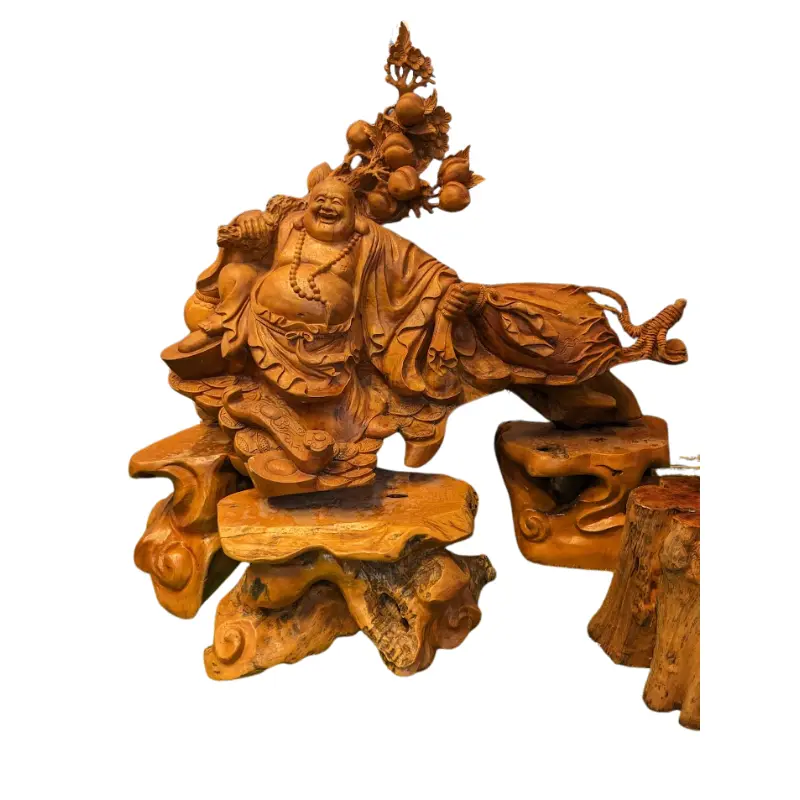 Di Lạc kéo bao vàng (gỗ sá xị) - Hình ảnh 6